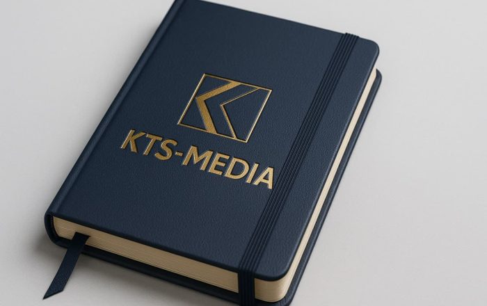 Блокнот с тиснением KTS медиа синий