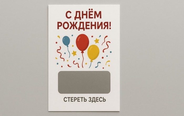 Открытка со скретч-слоем «С Днём Рождения»